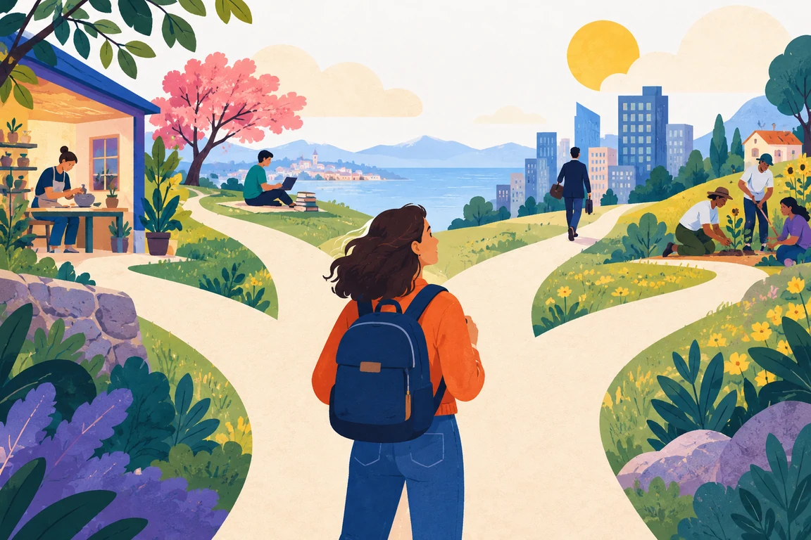 31. 十八岁之后有哪几条路主题原创插画